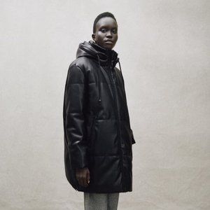 ZARA FAUX LEATHER PUFFER COAT